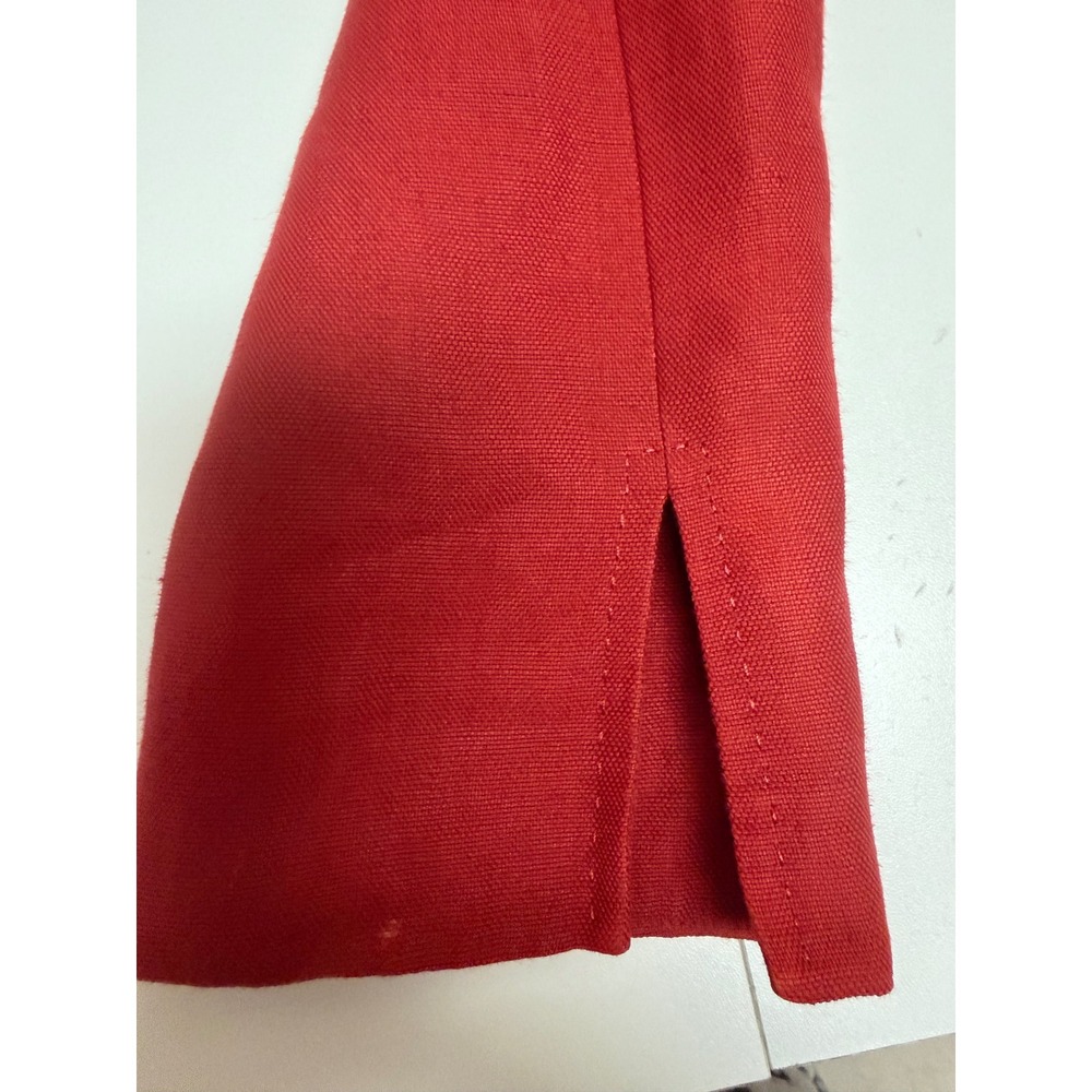 Dana Buchman Blazer Women 8 Red Open Front Textured Notched Lapel Linen Blend - Picture 10 of 12